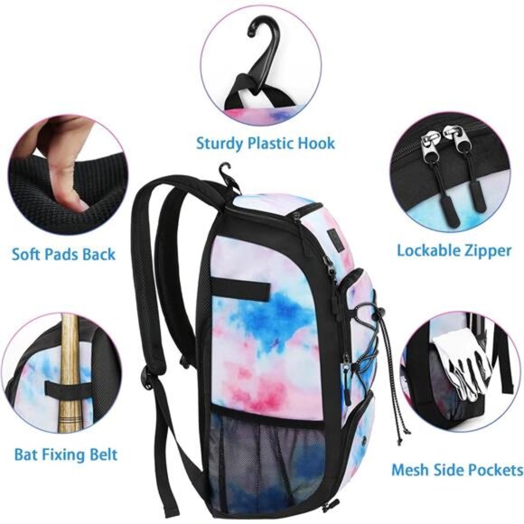 Baseball Backpack, Softball Bat Bag with Shoes Compartment for Youth, Boys - Picture 5 of 8